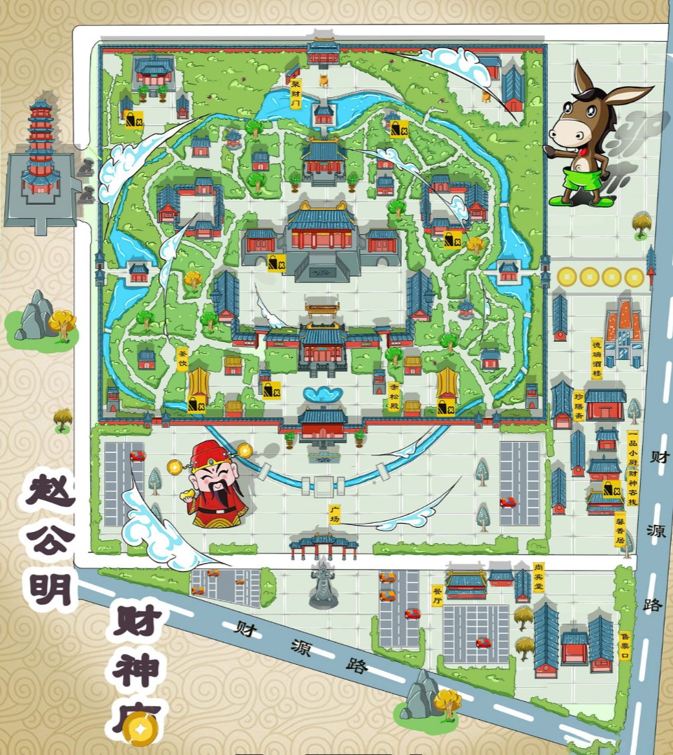 淮阳寺庙类手绘地图